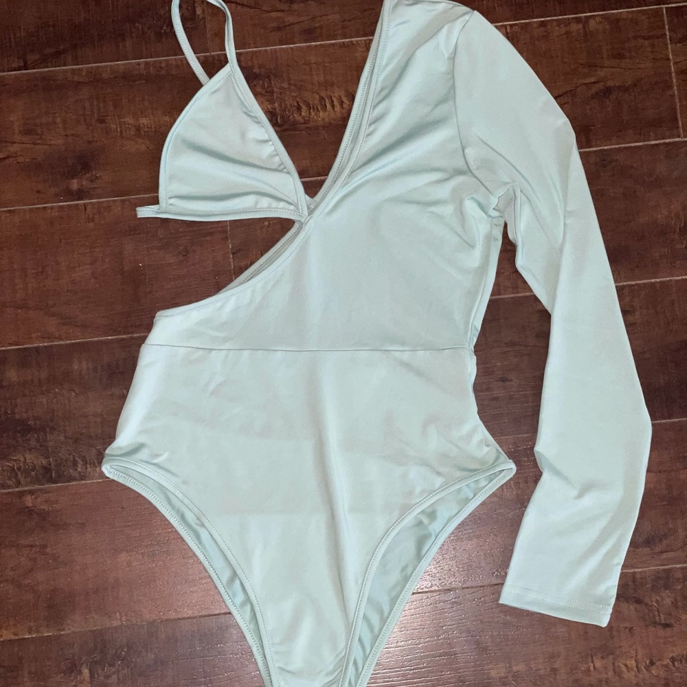 Blue cut out bodysuit